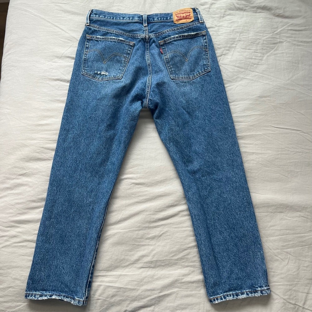 LEVI'S 501xx Jeans Womens Size 30x26 Distressed Blue Button Fly Straight Leg
